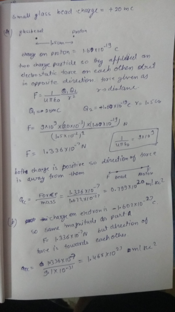s malu lass bead charg20 m c pyofon decho static force en eauh othen oout n opposite dinedion fore glven as botte cho-8. İs p