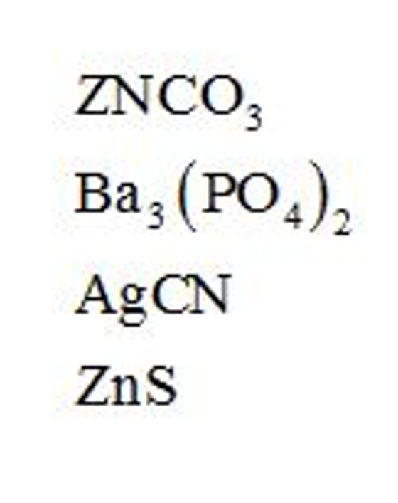 ZNCO Ba3 (PO4 AgCN ZnS