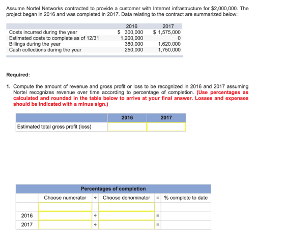 Assume Nortel Networks contracted to provide a cus