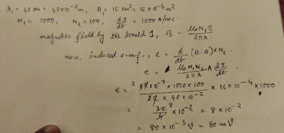 01 at z 1000 Albec - ar r = 40 cm = 40x102, A, 16 em? 16 x 164 m? N - 1000, N 2100, MON, I magnebic field by the bonoid 1, Be