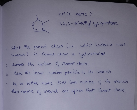 İUPAC nam ej- ,2,3-mehyl lopentune . Select the patent chain lie ushich Contoin mst byanch) S, fanent chain is opentanel Numb