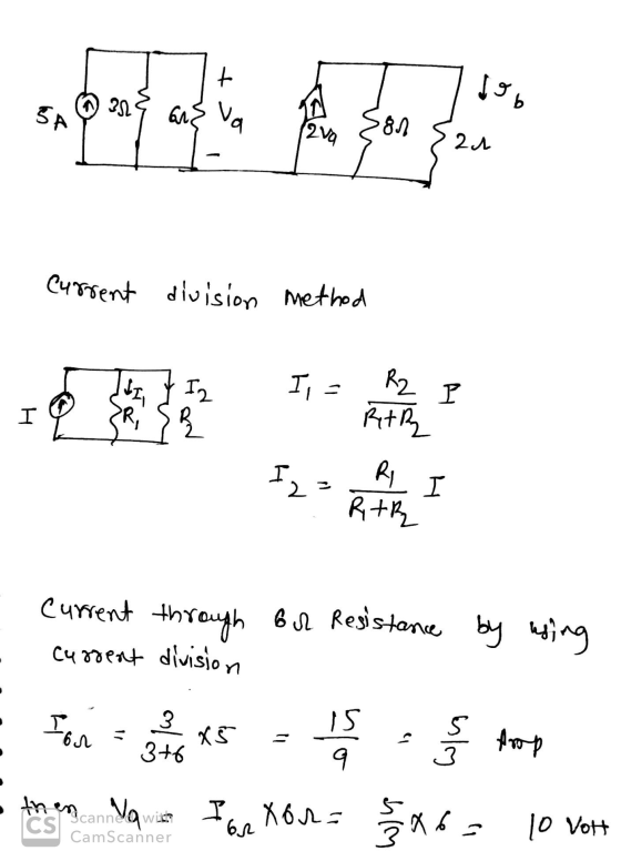 current division method І current through current division our Resistance by using - For = 3*o*5 - - o top - then naar Par Xo