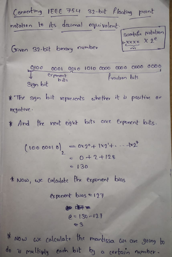 point Converting IEEE 754 32-bit floating notation to its decimal equivalent - Scientifre Notation Given 32-bit binary number