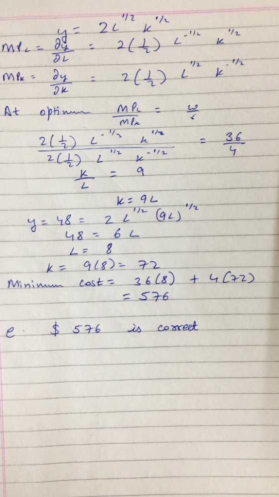y ,72 , 21 km mee = die 214 ( ket? Mek = du = 2(2) 1 k. At w optimum 2(+) 2(1) MP = - men i lh ula 2 1/2 k=9L y = 48 = 2 2h (