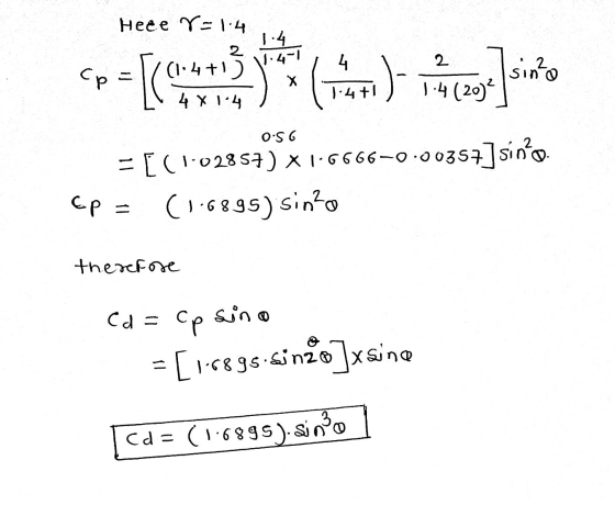 1.4 Heee Y-1.4 2 (1.4 +1 cp = sinta 1.4+1 4 X 1.4 1:4 (20) O.SG = [(1-02857) x1-6666-0.00357]sino Ep = (1.6895 3) sino theref
