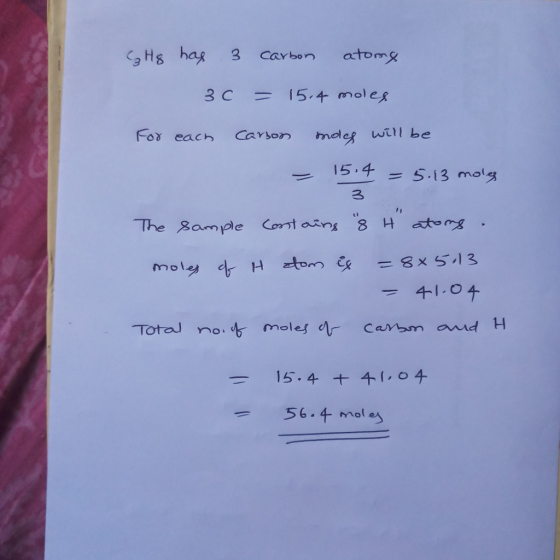 Fox each Caronol w be 15-4 = 5.13 mol 3 千1.0チ 15.4 +千1,0チ