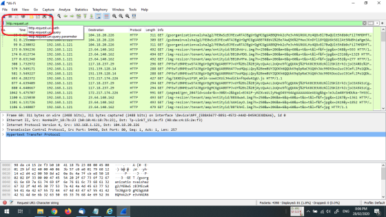 - 0 *Wi-Fi File Edit View Go Capture Analyze Statistics Telephony Wireless Tools Help + Protocol HTTP HTTP HTTP HTTP http.req