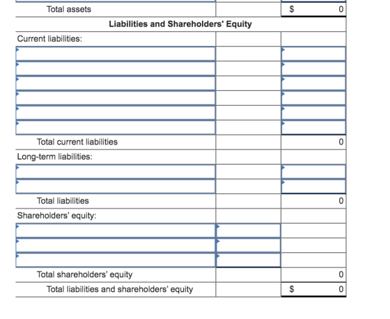 Total assets Liabilities and Shareholders Equity Current liabilities: Total current liabilities Long-term liabilities: Total