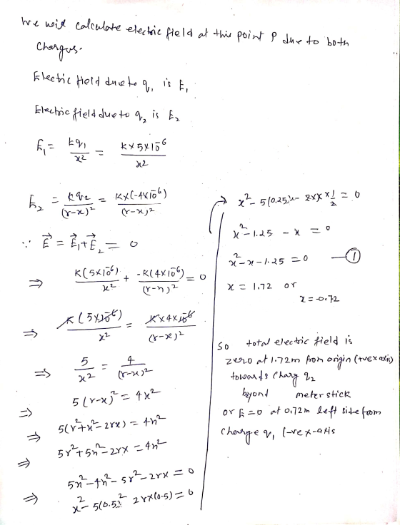 We will calculate electric field at this point p due to both Chargus Electric Held due to Fi ۹, is Electric field due to q is