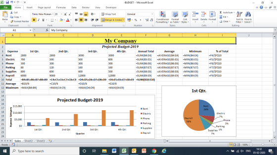 -BUDGET - Microsoft Excel - 2 X File Home Insert Page Layout Formulas Data Review View Developer % Cut M Cell Styles Insert D