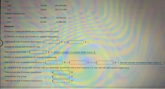 Fuel: High 44,000 28,000 445,896,000 283,752,000 LOW Airplane maintenance High 44,000 28,000 16,160,000 11,864,000 - Low Requ