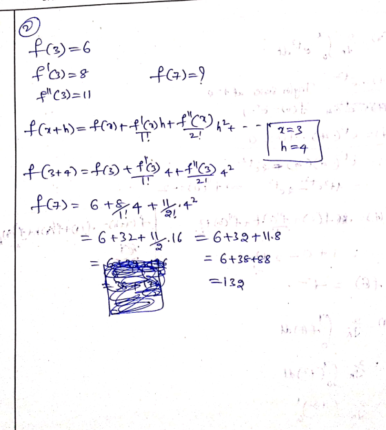 f(3)=6 f(2)=8 f(7)=? f(3) = 1 the scope f(a+h)=ffor f(9)ht f(9627 2=3 TT 2! h=4 4+f(3) +(3+4)=f(3) + f) T! 1 {(3+ ((7)=