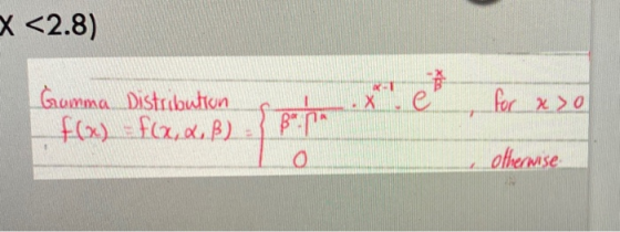 x <2.8) for xxo Gumma. Distribution F() =fQ, XB) - Ba otherwise
