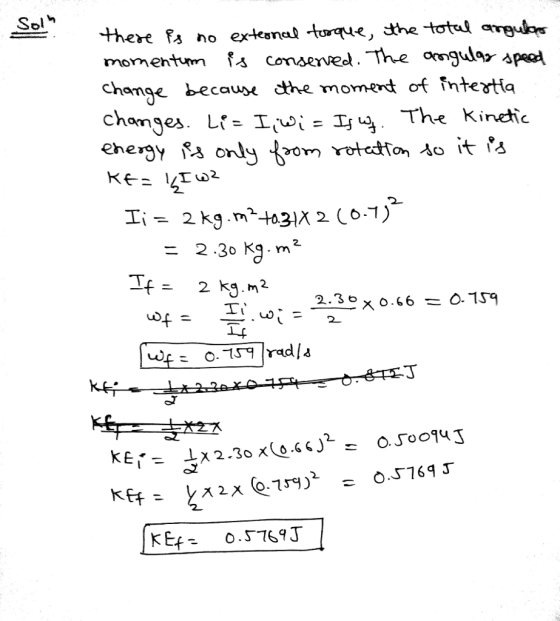 Sol* there fs mornentums consenved. The omgulo ape external torque, the totul areuhr change becaue dthe momer of fntertia ene