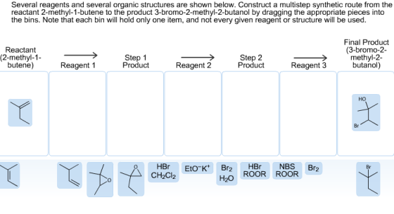 Several reagents and several organic structures ar