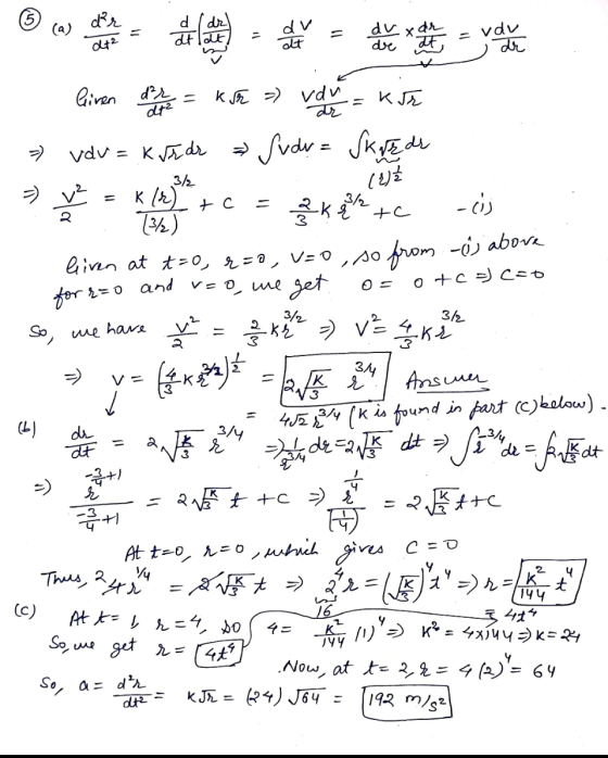 - linen 2 = Kh ) vodu iz Kir - » var = kve dr Jude= Skilęde (IDŹ liven at t=0, r=0,v=o, so from -6) above for r=0 and rzo, we