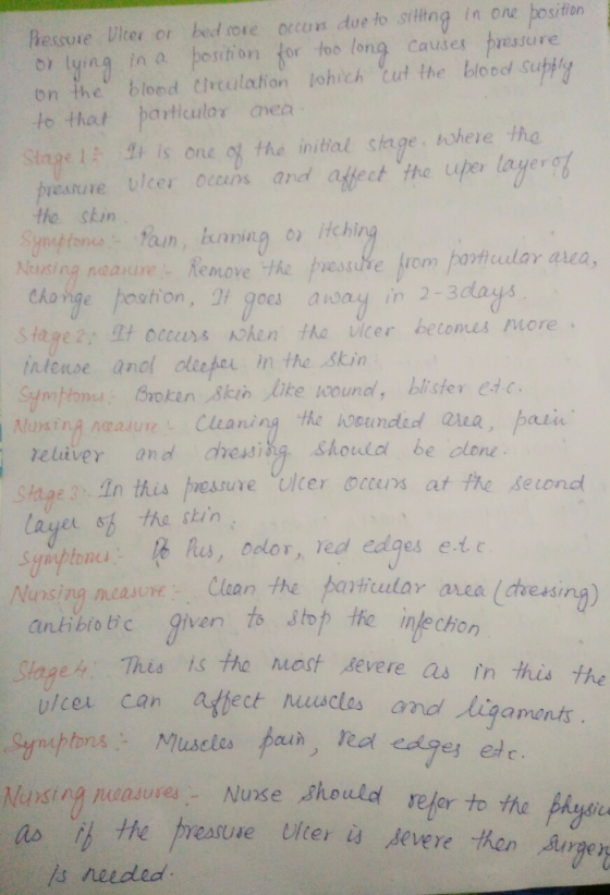 Ressu e Ulter or bedcore ceturs due to st₩ng in one position on the bloed crculation Iohich ut the oed supfiy orn to that par