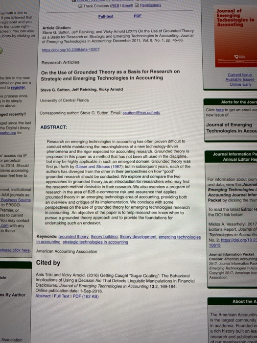 Track Citations (BSS I Email) Permissions Full text PDF mail with a link to you followed that registered and you in the upper