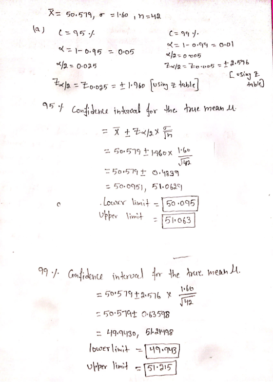 X= 50.519, b0 ,Y42 (a) 95 C99 1-o.9 O.01 1-o.95 O.05 2 0.025 Lusing tble] ta 0.095 - t 1960 95 Con dee intral or he ue mean 2