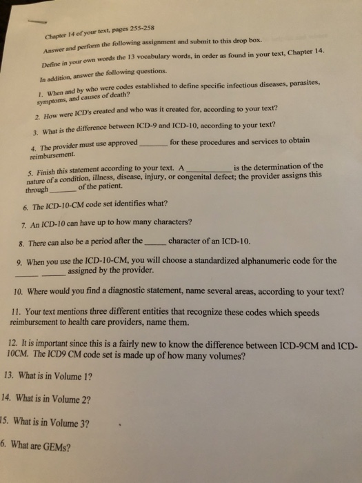 Chapter 14 of your text, pages 255-258 Answer and perform the following assignment and submit to this drop box. Defes in vour