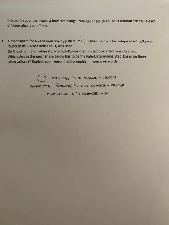 Discuss in your own words) how the change from gas phase to aqueous solution can cause each of these observed effects. 3. A m