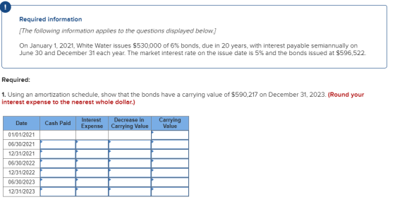 Required information [The following information applies to the questions displayed below.] On January 1, 2021, White Water is