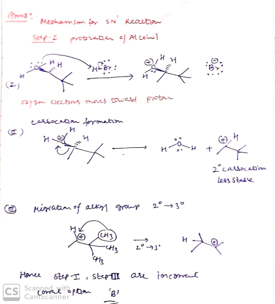 1. Mechanson for sne Reaction Step I proteraaan of Alcowl orygon Elections onores concel pacten cartocadon formatiya - non +