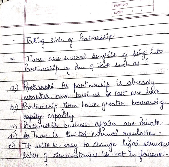 PAGE NO. PAGE NO. DATETT DATE: Taking line of Partnership There are several bengits of being into Partnership by Ann & Jack s