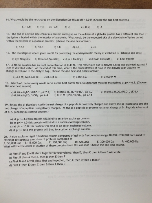 14. What would be the net charge on the dipeptide
