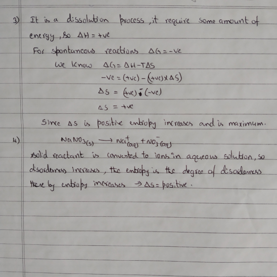 t ia dissalubion ocess t require So un VO Since As is positve nbiob in reaser aund maximum. convented to ions
