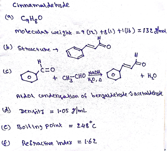 Cinnamaldehe molecules wei ant 702) t:8 ti LC) (C) Boiling poink 븝248C