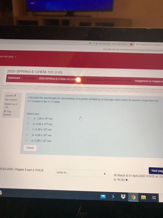SLISH (EN) - 2020-SPRING-E-CHEM-101-2-03 Dashboard 2020.SPRING-E.CHEM 101.203 .2020 VOICE 19 Aigment on Chapter Question 1 Ca