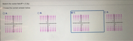 Sketch the vector field F = (1.67) Choose the correct answer below. ОА.