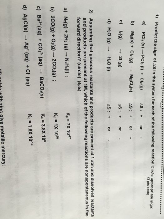Predict the sign of as in the system for each of t