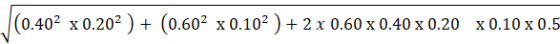 (0.60 | (0.402 х0.202) + х 0.102) + 2 х 0.60х0.40 x 0.20 х0.10 х0.5