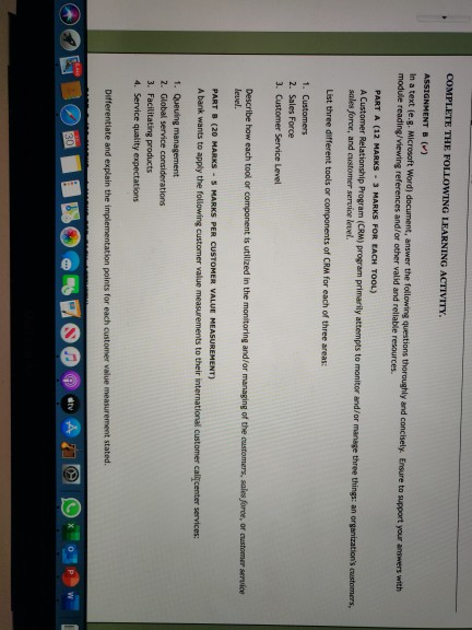 COMPLETE THE FOLLOWING LEARNING ACTIVITY. ASSIGNMENT In a text leg. Microsoft Word document, answer the following questions t