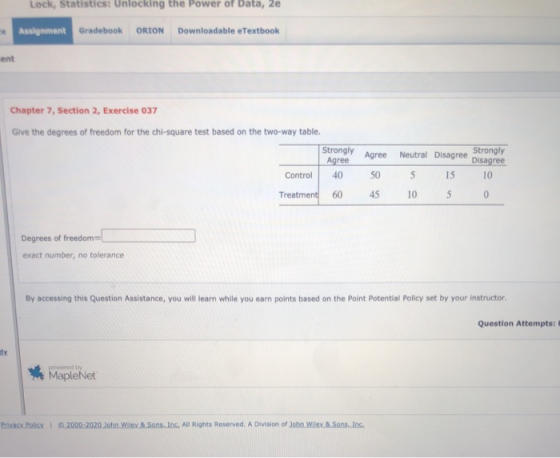 Lock, Statistics: Unlocking the Power of Data, 2e Assignment Gradebook ORION Downloadable eTextbook ent Chapter 7, Section 2,