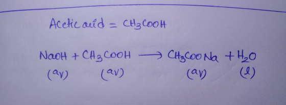 Acetic acid = CH₃COOH NaOH + CH₃COOH CH₃COo Na + H₂O