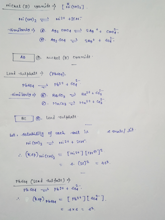 Nickel (1) cyanide (CN)2]. Ni (CN) 2 - Ni2+ + 2N. similarly => 6. Aga croa ®. A92 So4 = 2Ag ++ croa. - 2Ag+ + so- AD 0 Nickel