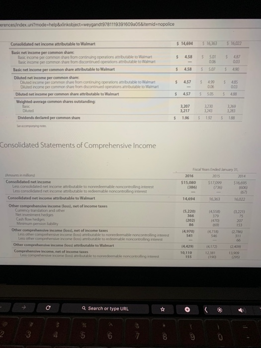 erences/index.uni?mode helplinkobjecteweygandt9781119391609a05&itemid=nopolice Consolidated net income attributable to Walmar
