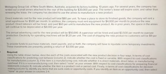 Wollogong Group Ltd. of New South Wales, Australia, acquired its factory building 10 years ago. For several years, the compan