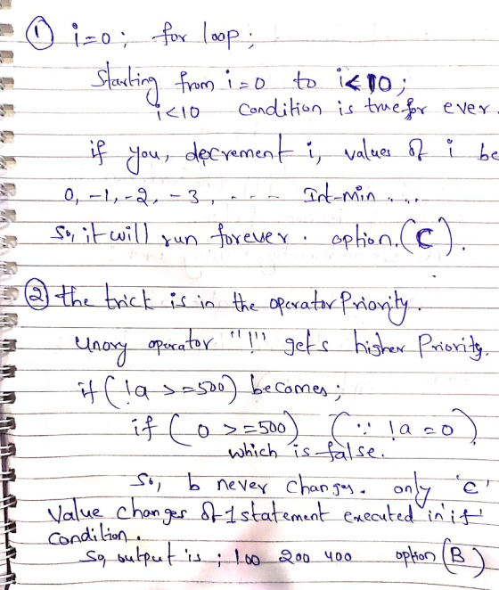 -10, for loop; from io to iero; 1410 Condition is true for ever if your docrement i, values of i be $ 0,-1,-2, -3, na Ist-min