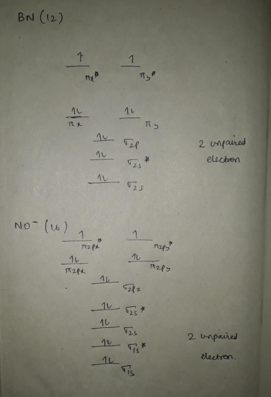 BN (12) 1 TX Ty 2 unpaired election 1 des NO (16) 1 me 2px 1 TARPY 12px 6212 2 unpaired electron.