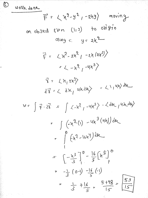 work done řs<4²-42 -244) moving an object from (1,2) to origin ysak? along a 5 -24 (213) <1,4k) dhe 4 Ws <2²- 2x² oh-x?, unoy