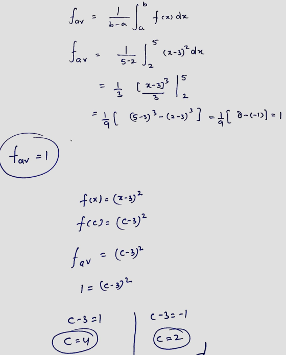 for fax) dx bra a far I (2-3)*dk 5 Ź ( a-373 3 2 * 6-2)-(2-9° ] - [ 8-1-1)] = { far = 1 f(x) = (2-3)? fcc2= (C-3)² fav (C-3)?