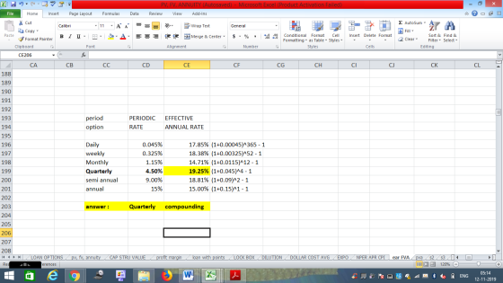 PV, FV, ANNUITY (Autosaved) Microsoft Excel (Product Activation Failed) File Home Insert Page Layout Formulas Data Review Vie