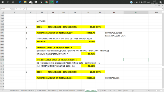 1 e 9 V x 3 10:27 ENG 13 01 2020 FX FL610 - V fx X FC C D E F E FG FH FI FI FK FL FM 595 596 MCEWAN DSO = 40%(10 DAYS) + 60%(