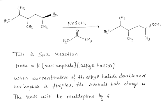 ~ Br CH3 H2C Y - CH3 T CH3 NASCH3 SCH3 > i Hzc H2 Y CH₂ H₂C- CH₂ CH₂ This is Sn2 reaction Mate = k [ nucleophile] [alkyl hali