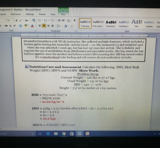 ssignment 4 - Nutrition - Microsoft Word ayout References Mailings 14 - AA Aa We X, X A. AaBbCd AaBbcd AaBbc AaBbcc AaB Aabbc