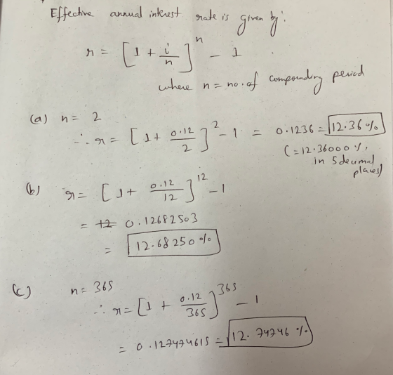 Effective annual interest rate is given the w Note S CI n = [1 + 1 - 1 where na no. of componding pered e non (a) na 2 : :9=